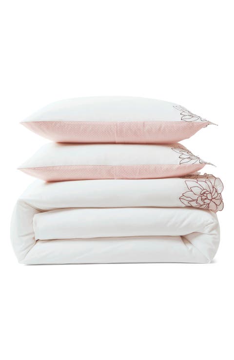 Magnolia Embroidered Duvet Cover & Pillow Shams Set