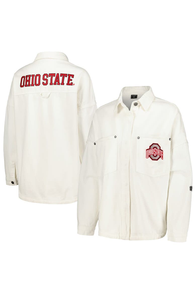 Women's Hype and Vice White Ohio State Buckeyes Multi-Hit Hometown Full-Snap Jacket, Main, color, White