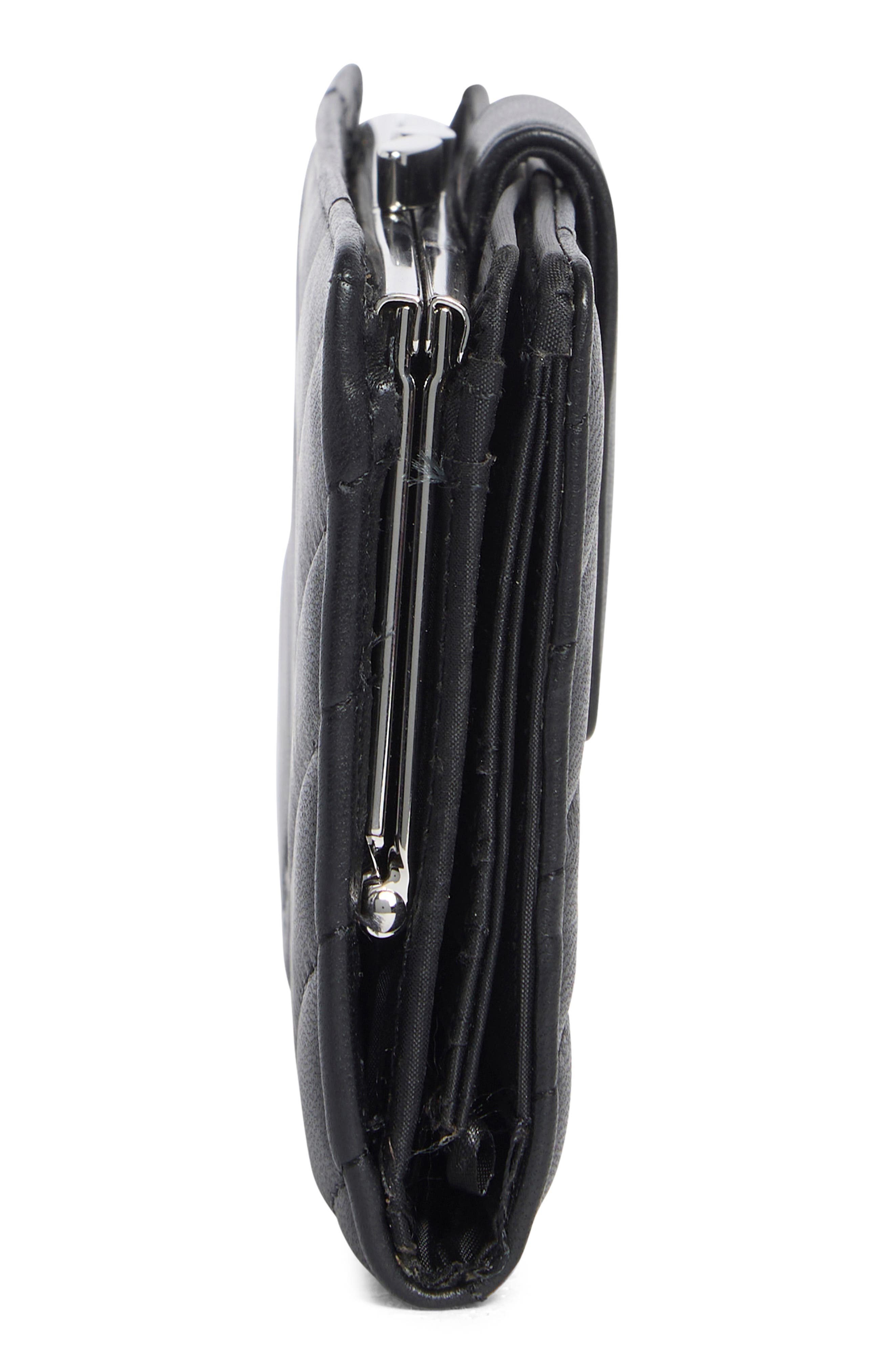 MUNDI SMALL LEATHER GOODS Quilted Tab Frame Clutch, Alternate, color, Black