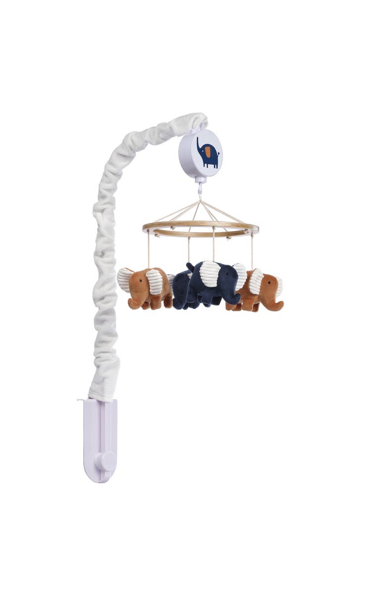 Lambs & Ivy Playful Elephant Musical Baby Crib Mobile Soother Toy, Alternate, color, Blue