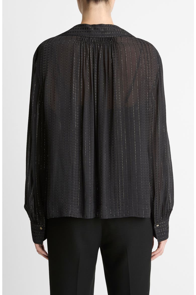Metallic Stripe Long Sleeve Top, Alternate, color, BLACK