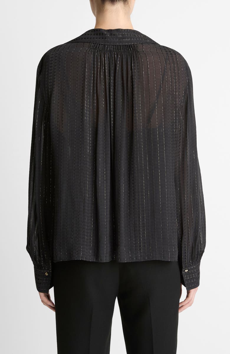 Vince Metallic Stripe Long Sleeve Top, Alternate, color, Black