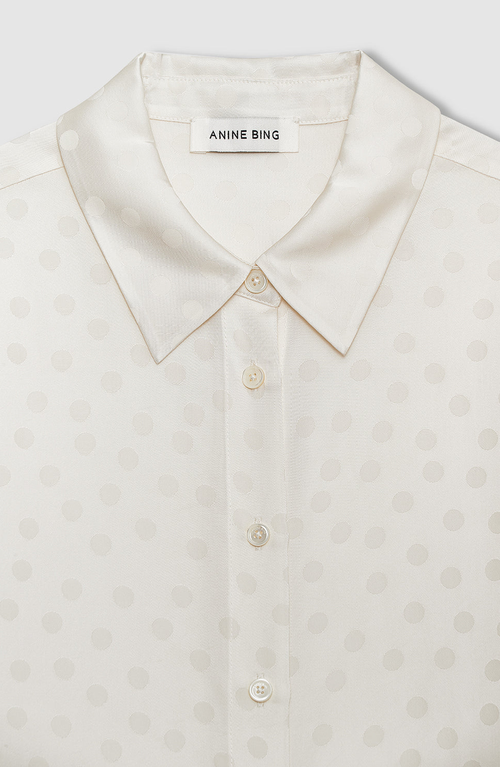 Anine Bing Amanda Dot Jacquard Shirt In White