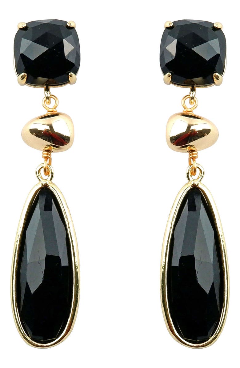 Panacea Stone Teardrop Earrings, Main, color, Black