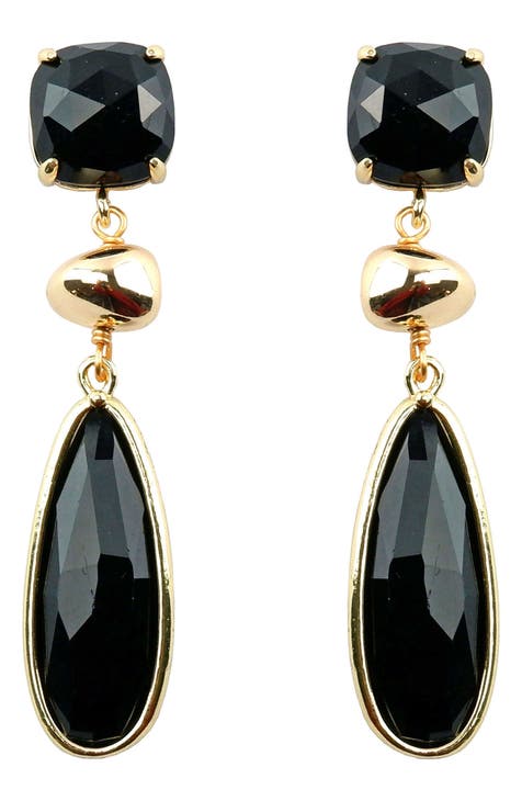 Large Rainbow selling Statement Earrings with Black Onyx