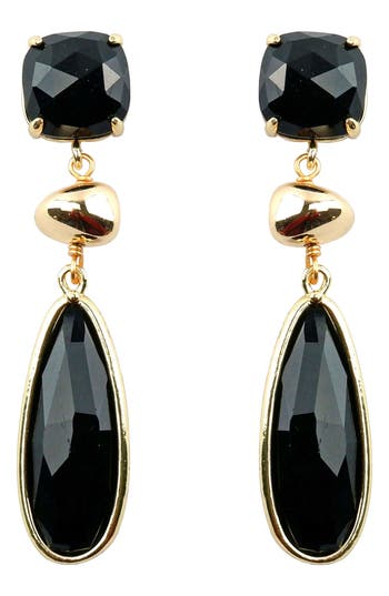 Panacea Stone Teardrop Earrings In Black
