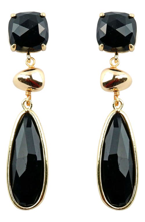 Panacea Stone Teardrop Earrings in Black 