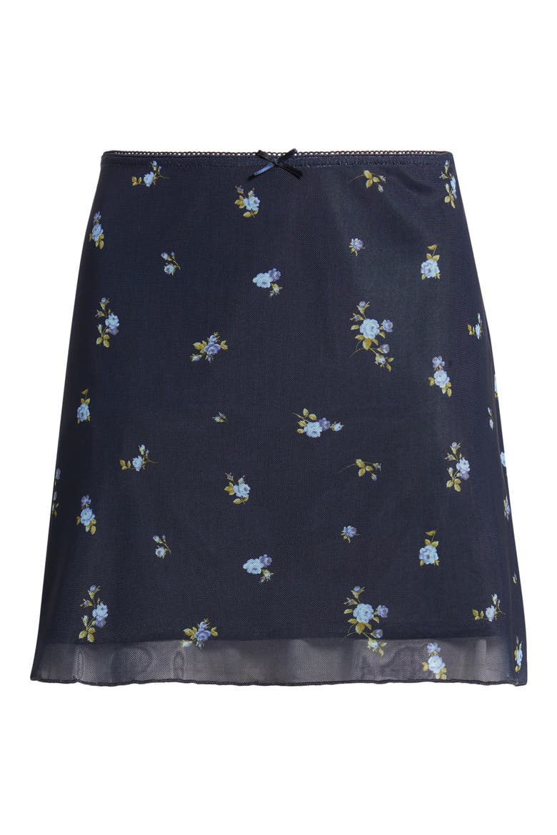 Floral Mesh Miniskirt, Alternate, color, NAVY- BLUE BRIANNA ROSE