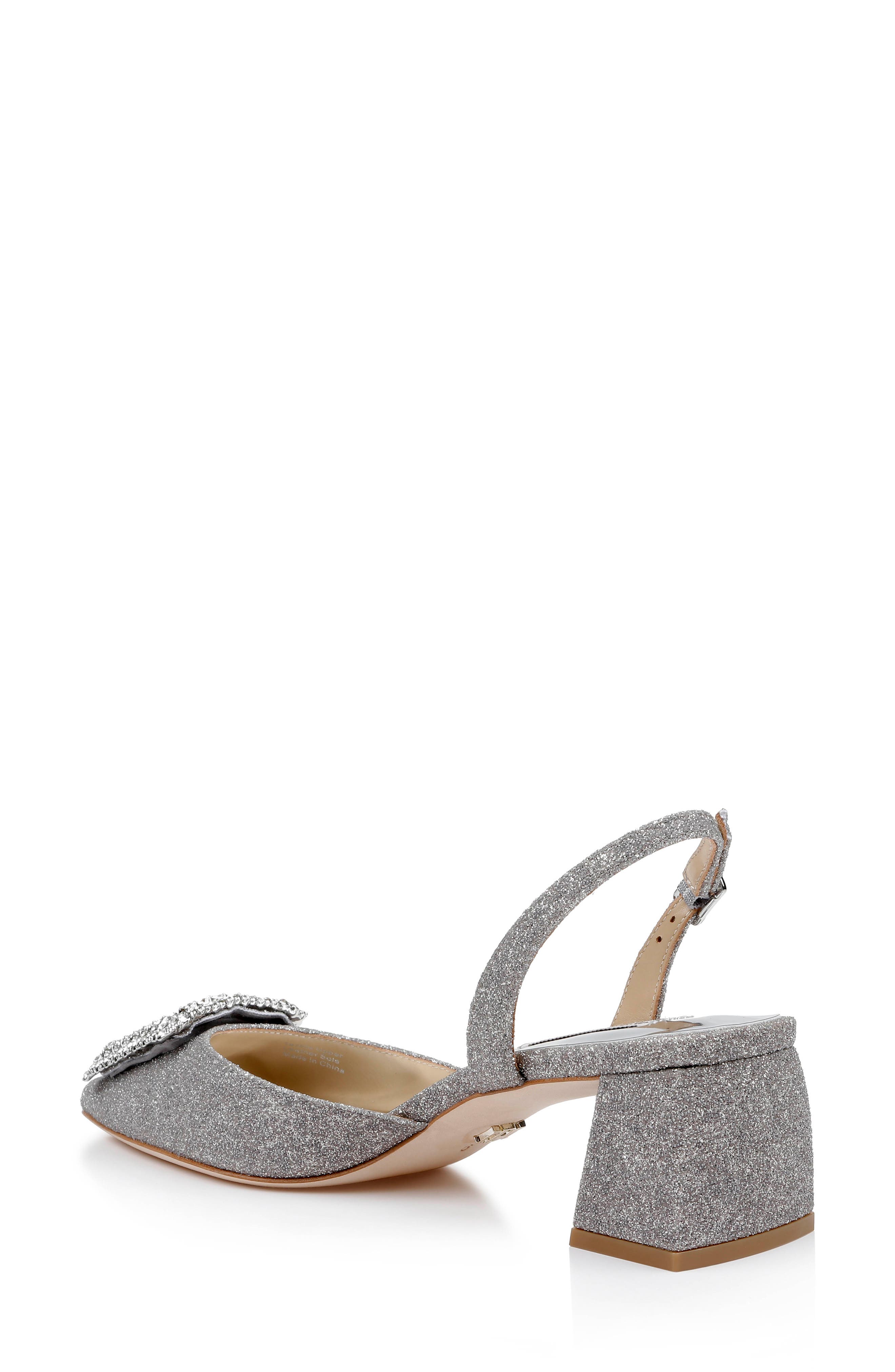 Badgley Mischka Collection Emmie Slingback Pointed Toe Pump, Alternate, color, Silver Antique