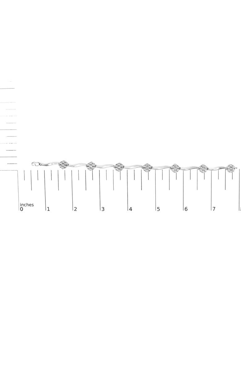 Haus of Brilliance Silver 1/4 Ctw Diamond Cluster Miracle-Set Station & Twisted Bar Tennis Bracelet, Alternate, color, White