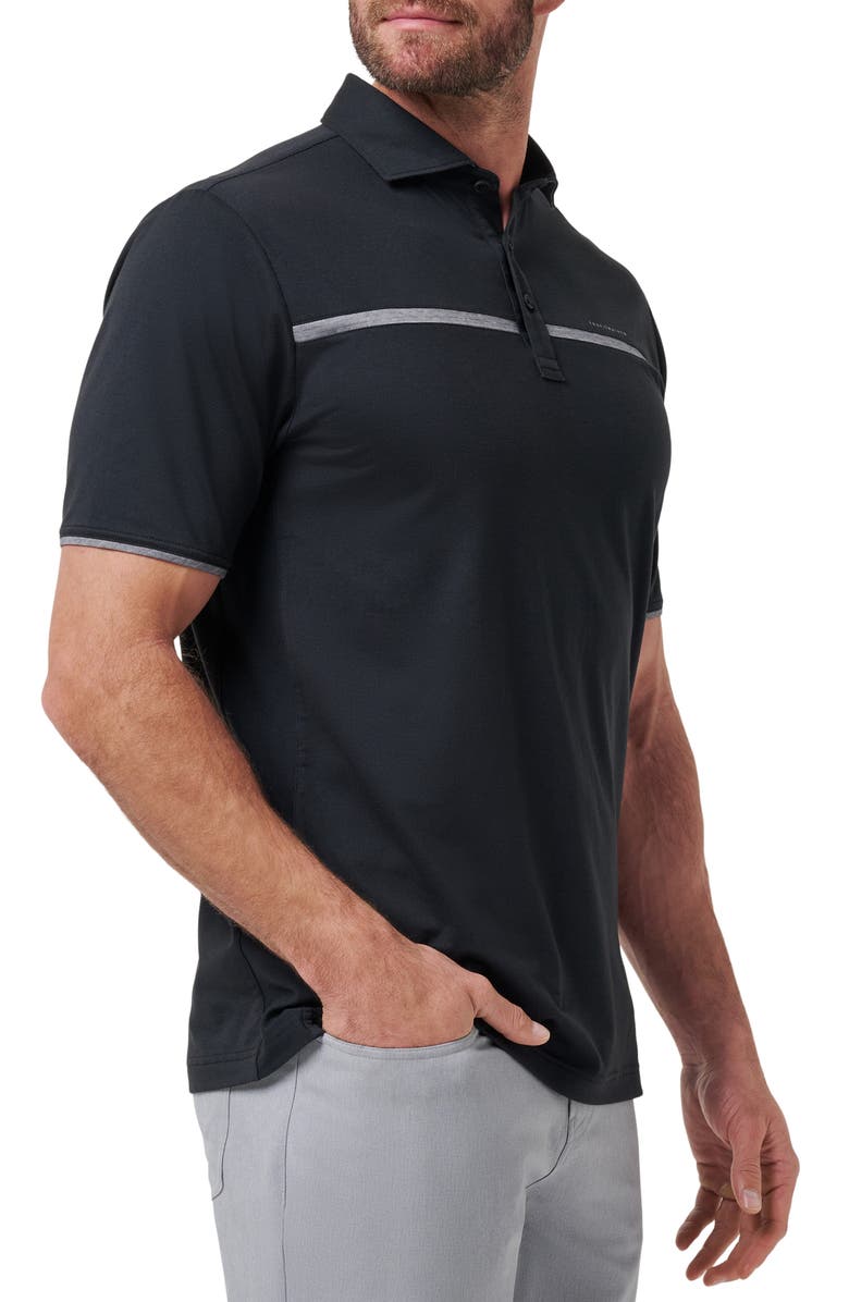 TravisMathew Flight Plan Chest Stripe Polo, Alternate, color, Black