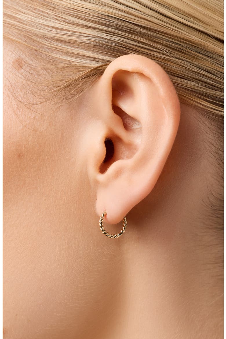 Solid Yellow Gold - Gold Slim Twist Hoops, Alternate, color, Gold