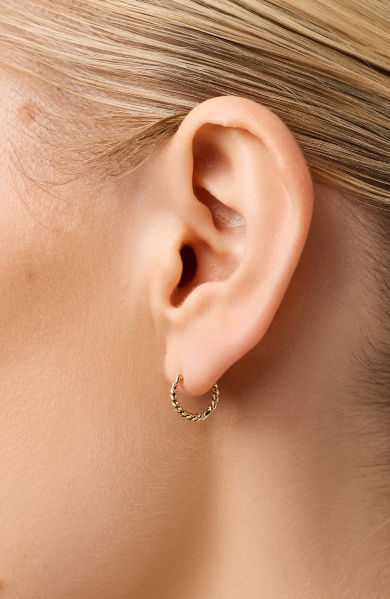 Ana Luisa Solid Yellow Gold - Gold Slim Twist Hoops, Alternate, color, Gold