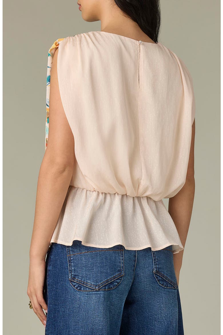 Floral Print Peplum Top, Alternate, color, PEARL DUST MULTI