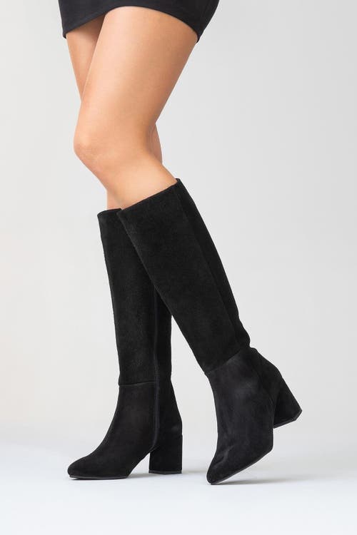 Forever & Always Shoes Sejas Leather Block Heel Knee-high Boot In Black