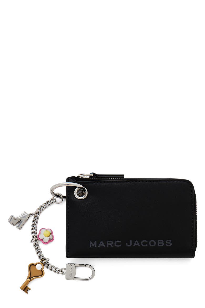 The Charm Top Zip Wallet, Main, color, BLACK