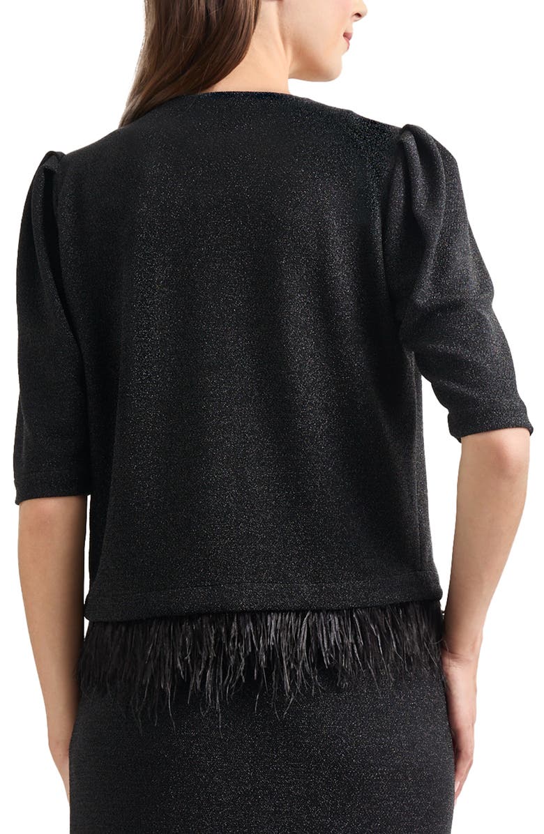 Misook Sparkle Feather Trim Jacket, Alternate, color,