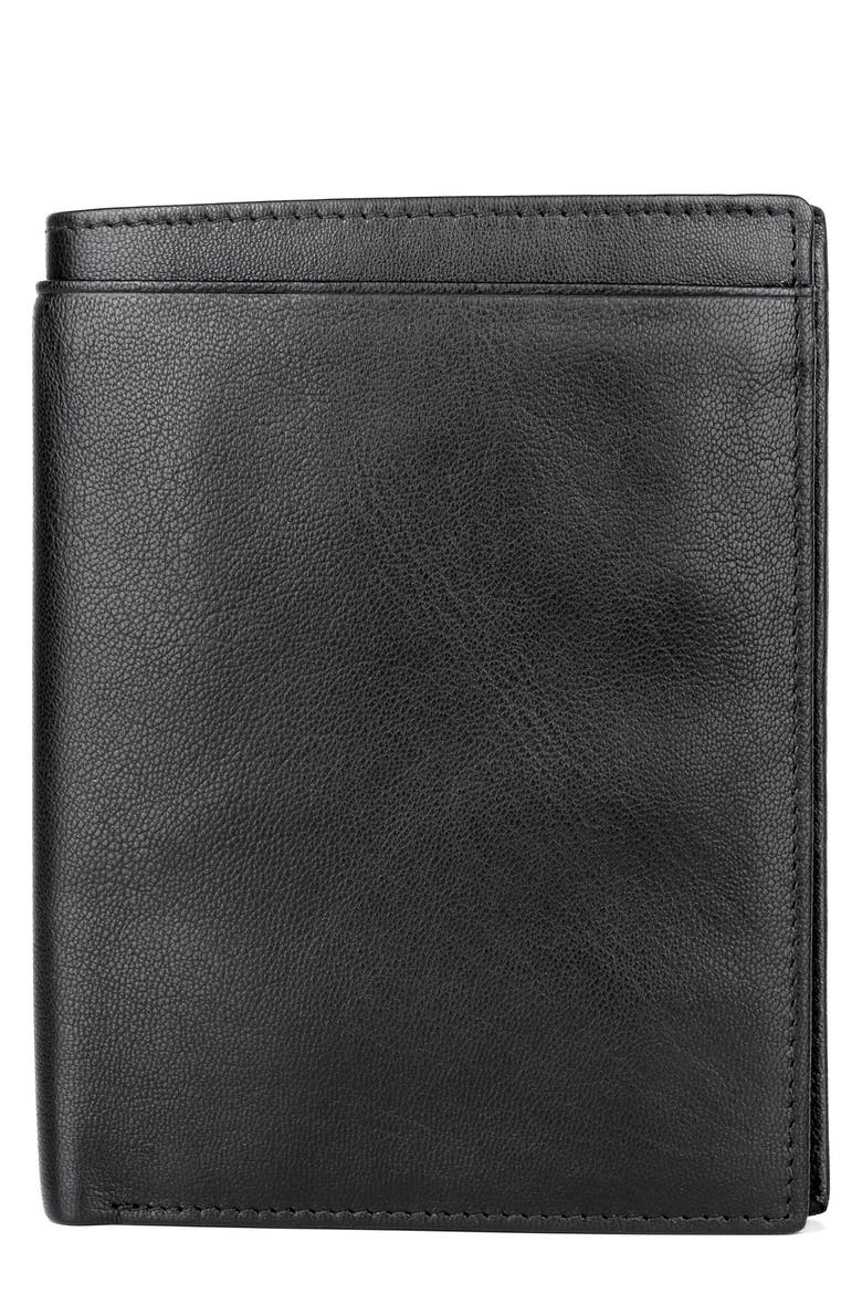 RFID Leather Passport Wallet, Main, color, BLACK