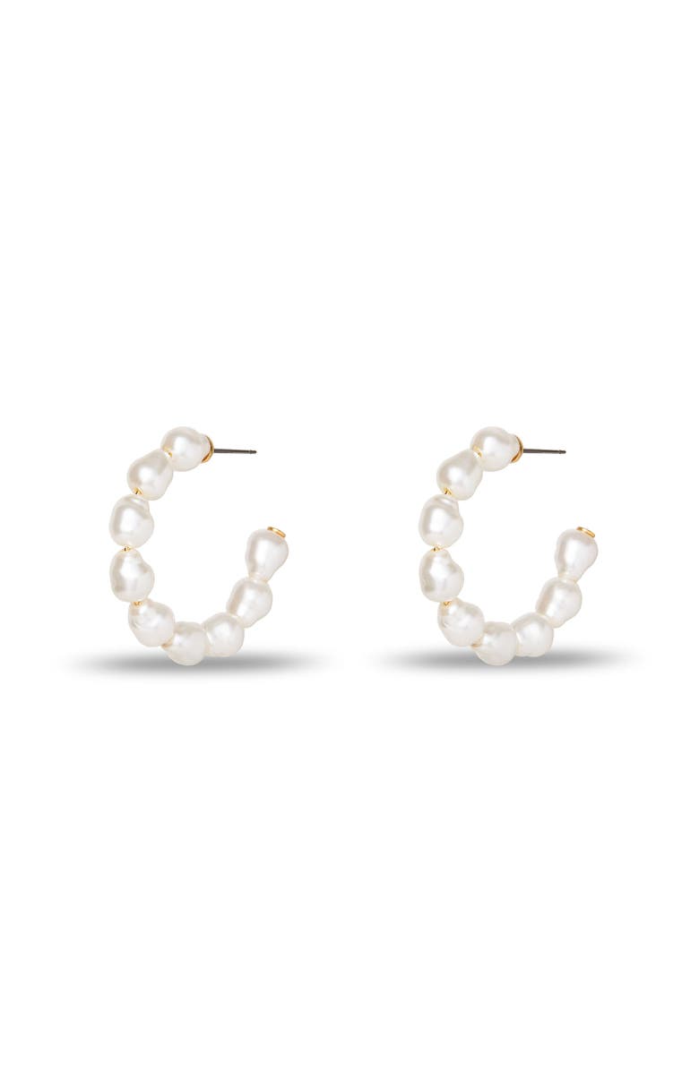 Lele Sadoughi Keepsake Stardust Hoop Earrings, Main, color, Pearl 100