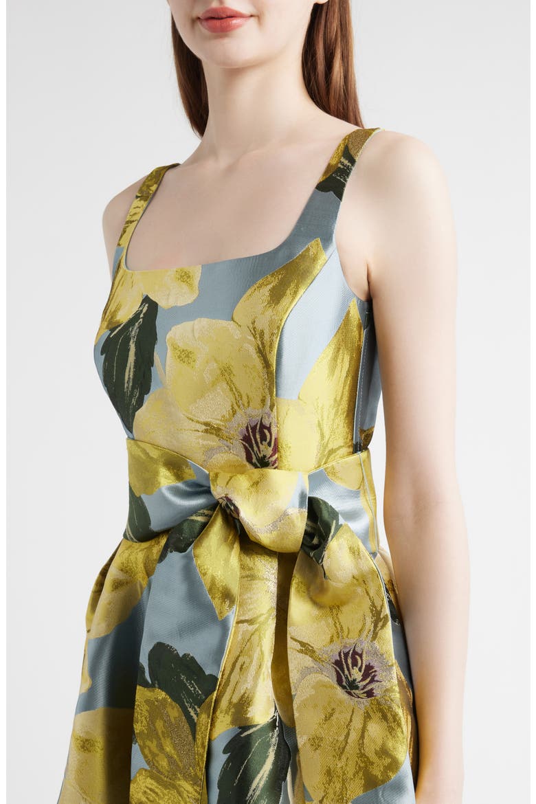 Floral Jacquard Midi Cocktail Dress, Alternate, color, BLUE MULTI