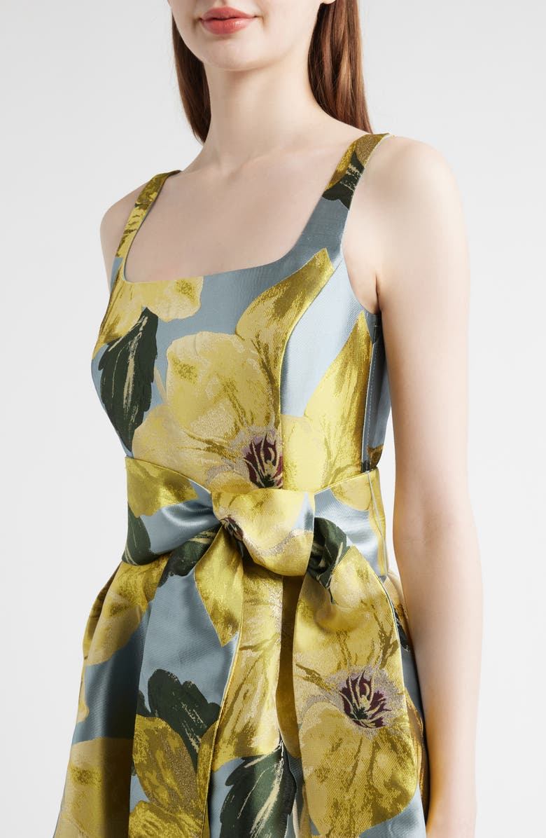 Julia Jordan Floral Jacquard Midi Cocktail Dress, Alternate, color, Blue Multi