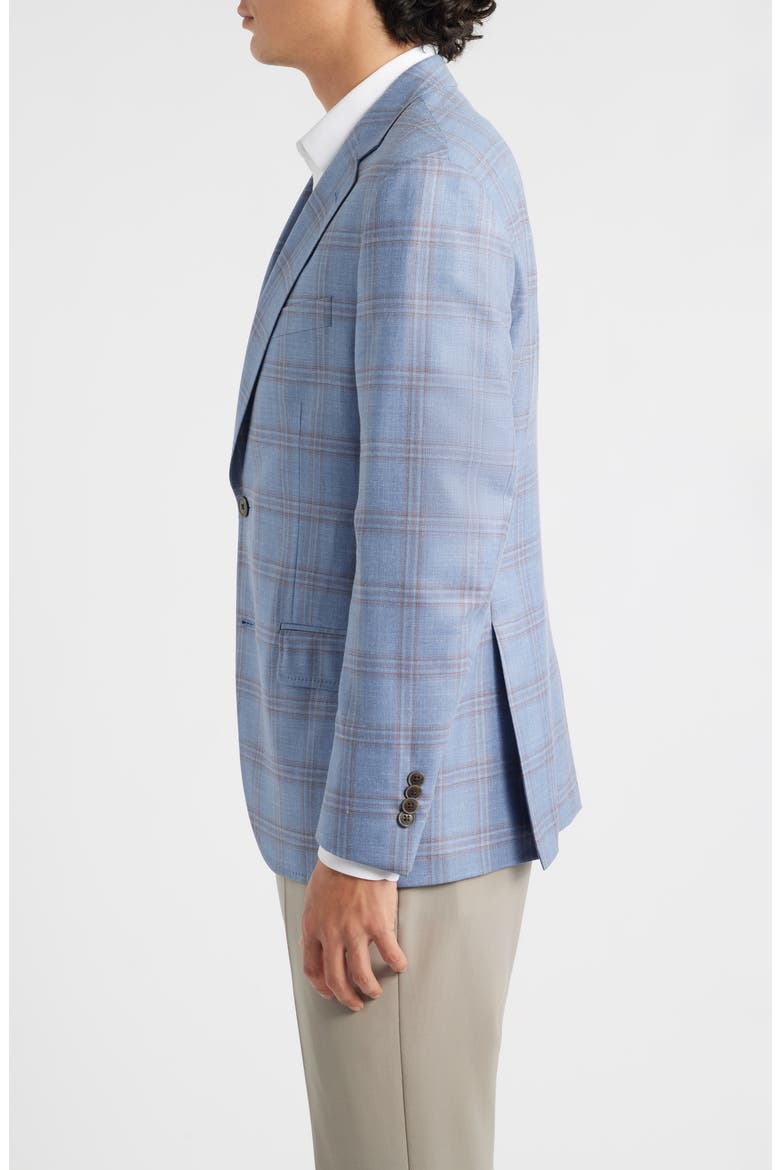 Hyperlight Soft Light Blue Plaid Wool & Silk Blend Sport Coat, Alternate, color, LIGHT BLUE