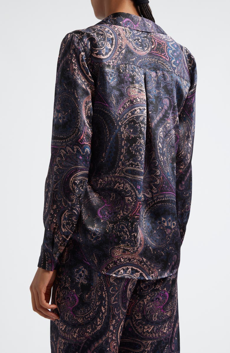 L'AGENCE Tyler Paisley Print Long Sleeve Silk Button-Up Shirt, Alternate, color, 