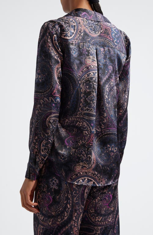 L Agence Colin Satin Blazer In Plum Multi Boute Paisley