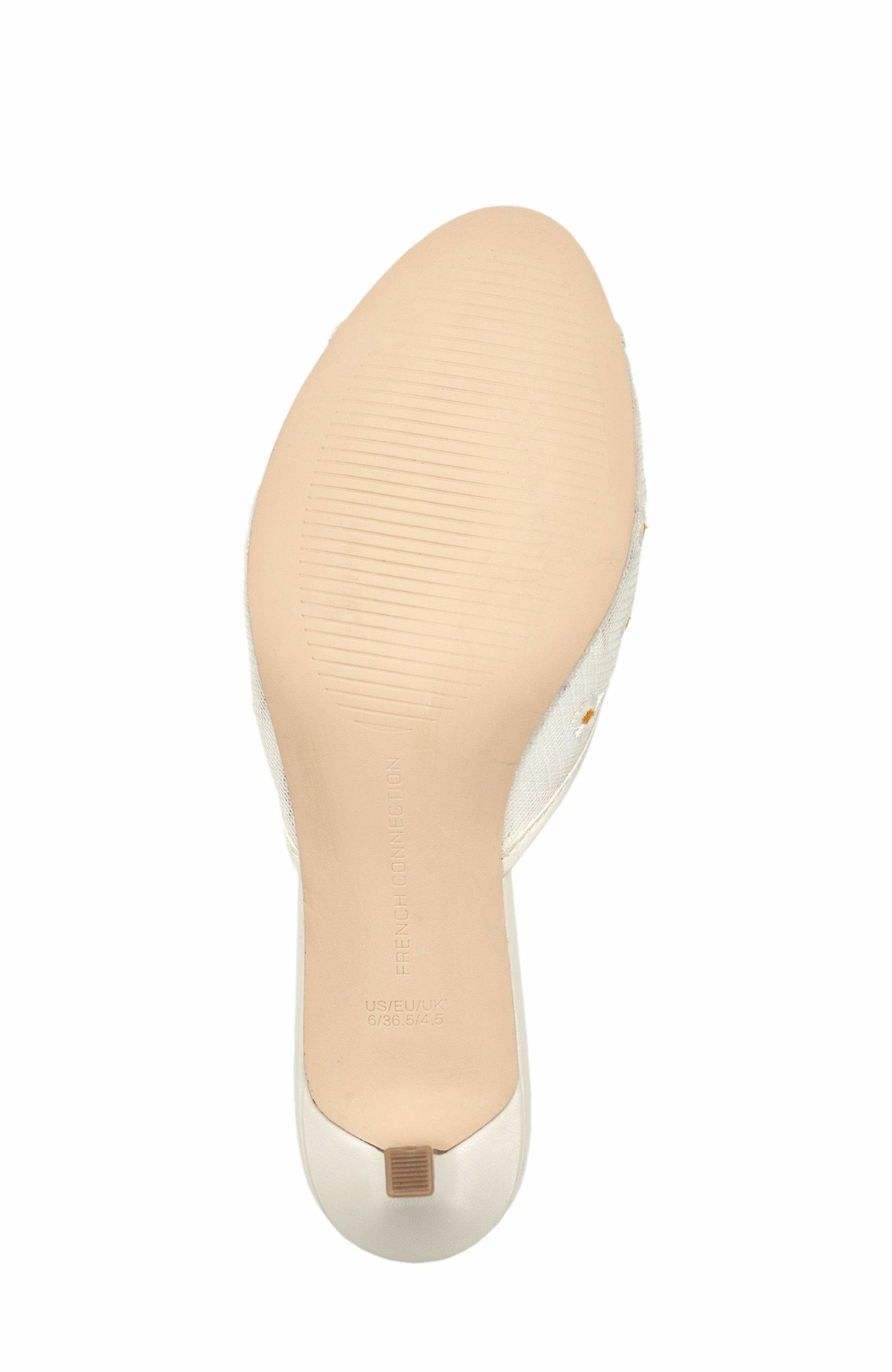 French Connection Nancy Mesh Embroidered Kitten Heel, Alternate, color, White