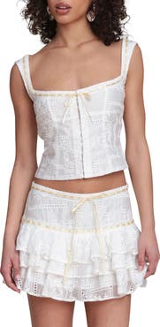 Avec Les Filles Embroidered Bustier Top