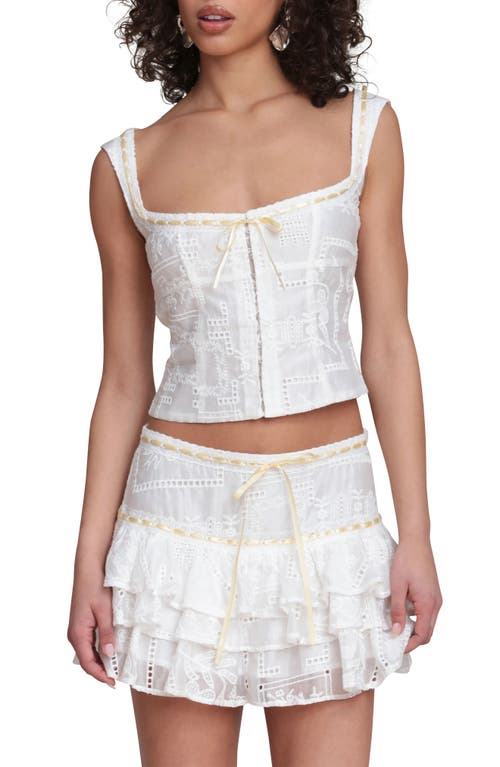 Avec Les Filles Embroidered Bustier Top in White at Nordstrom, Size X-Large