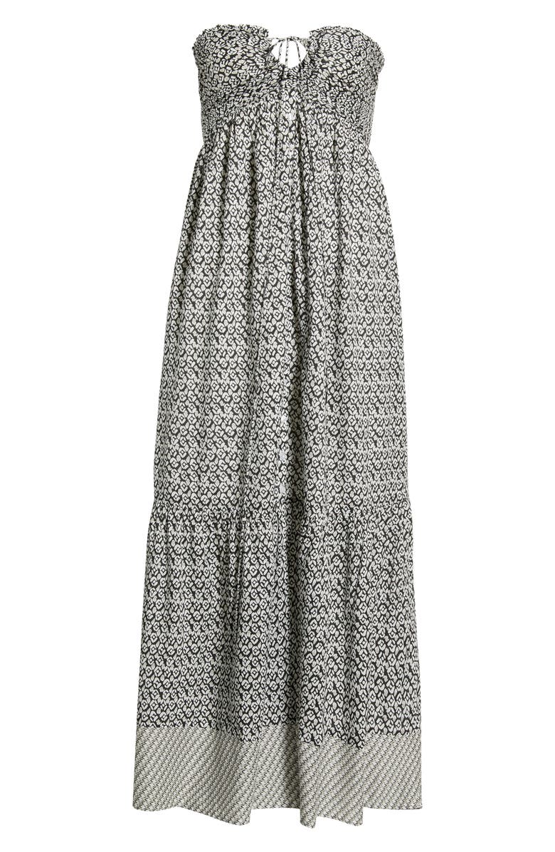 Elan Strapless Border Print Tiered Maxi Dress, Alternate, color,