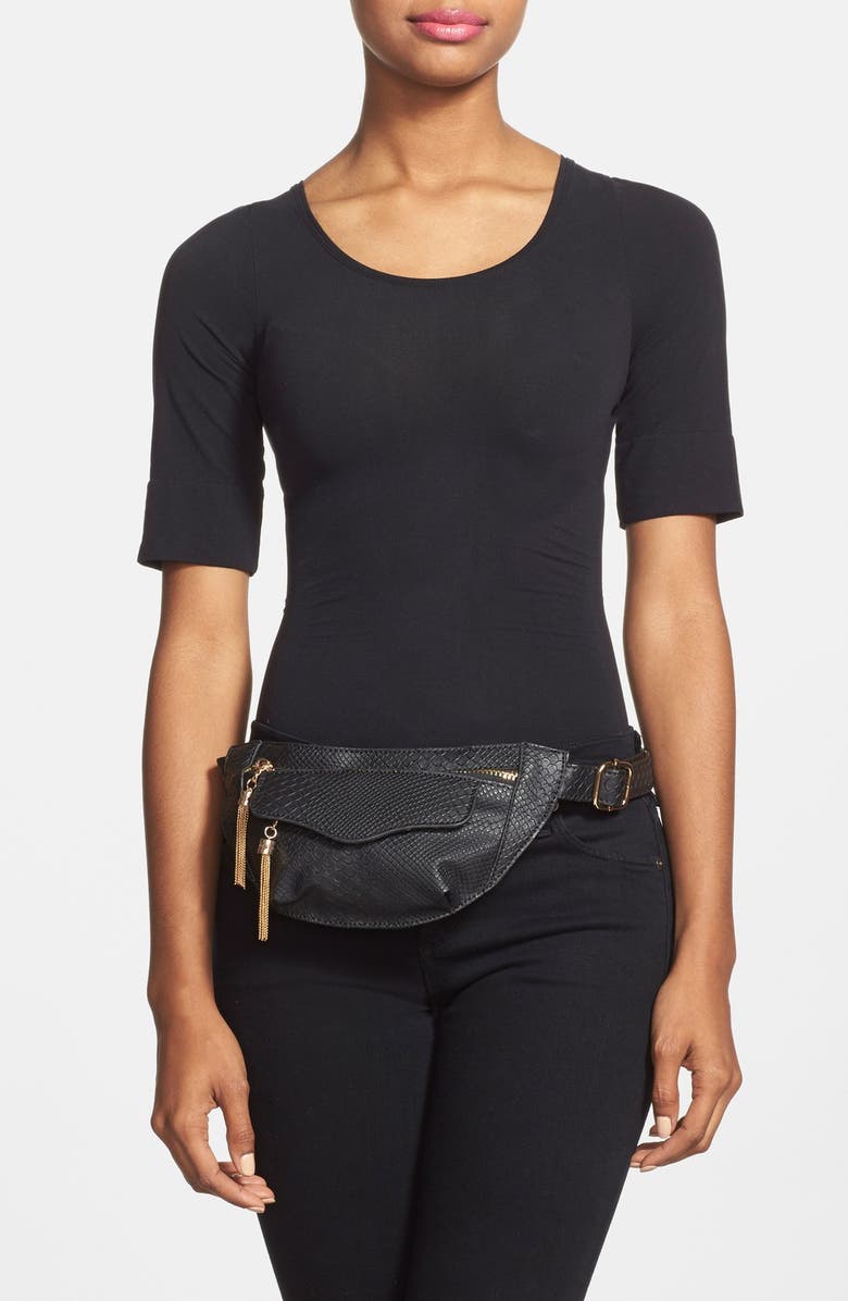 NILA ANTHONY Snake Embossed Belt Bag, Alternate, color,