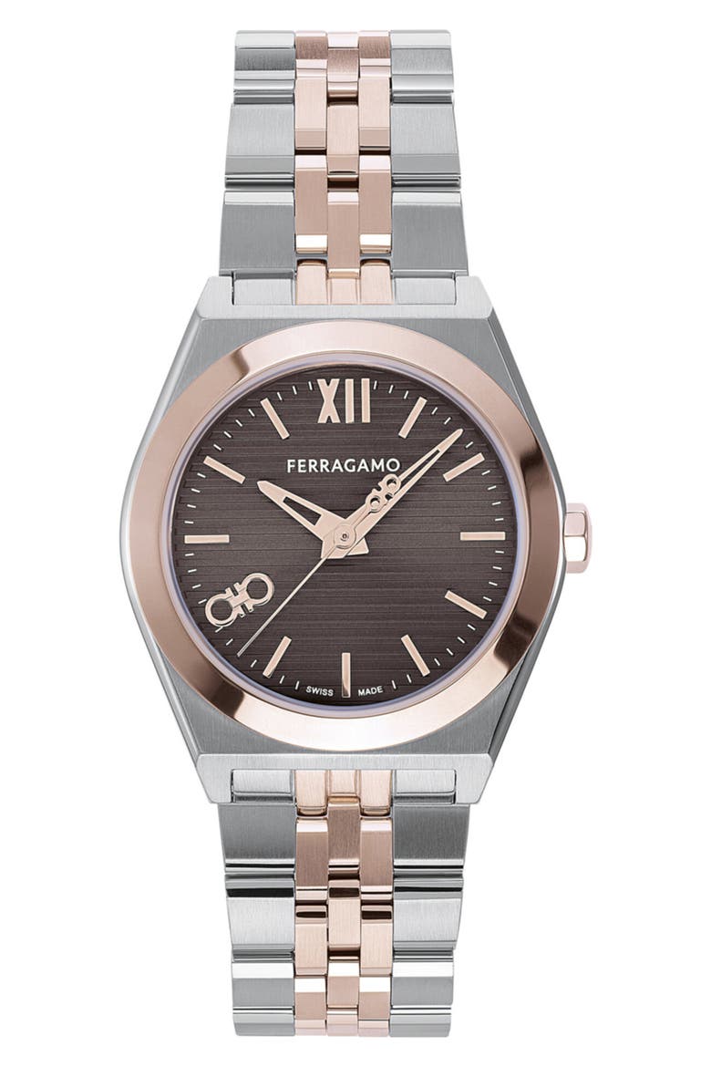Vega Bracelet Watch, Main, color, BLACK/ ROSE/ SILVER