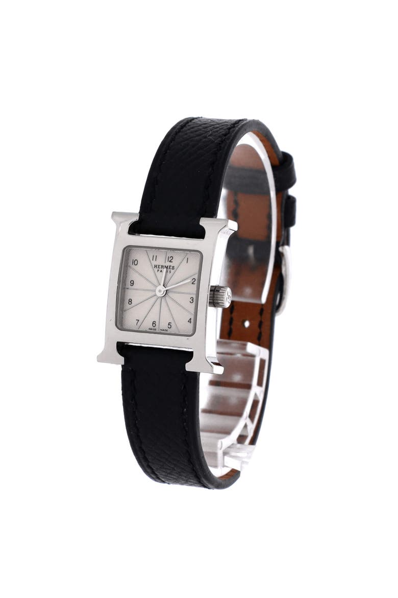 Heure H Quartz Watch Stainless Steel and Leather 17, Alternate, color, Black