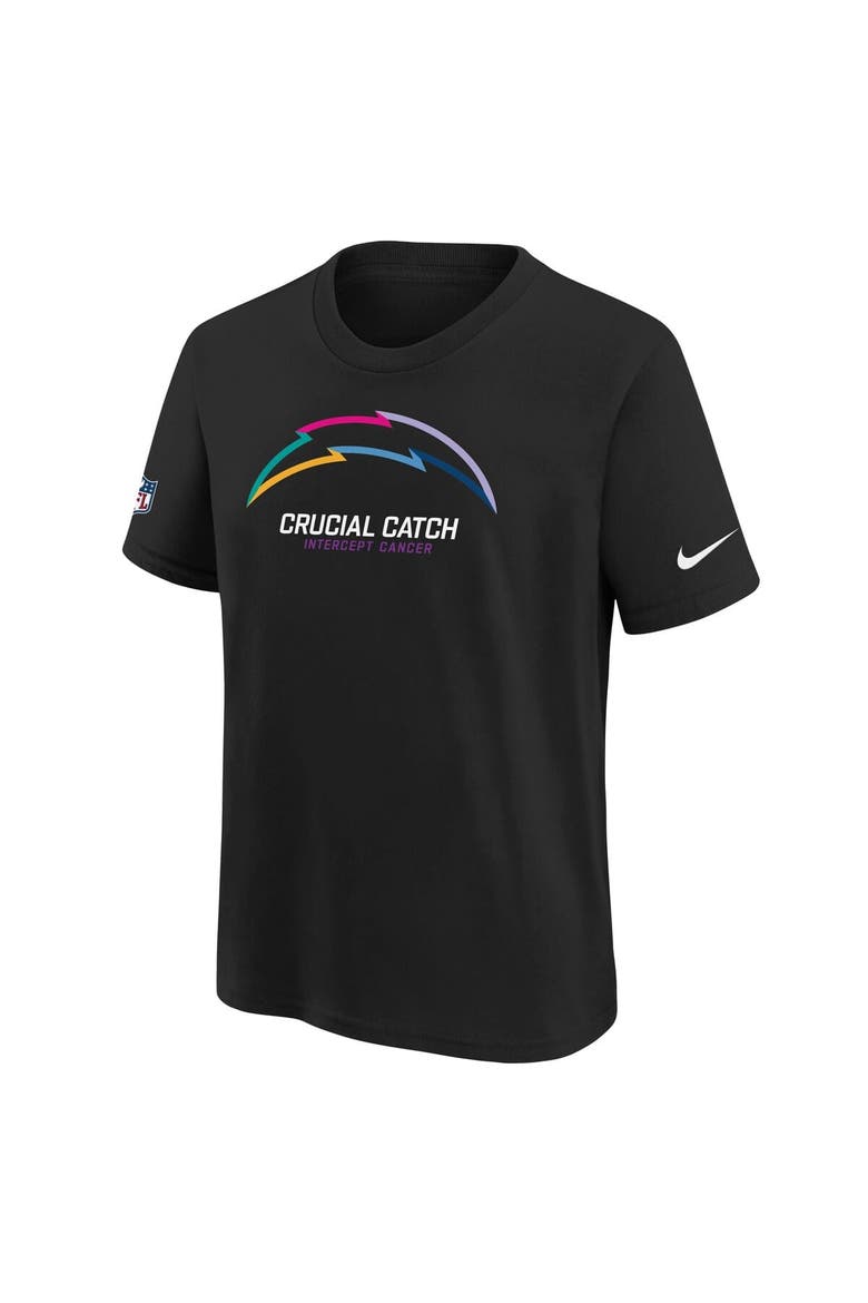 Youth Nike  Black Los Angeles Chargers 2024 NFL Crucial Catch T-Shirt, Alternate, color, Black