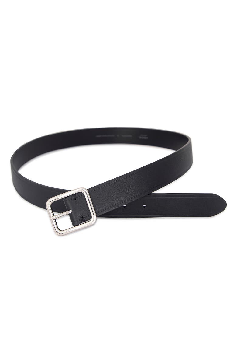 Vince Pebbled Leather Belt, Alternate, color, Black
