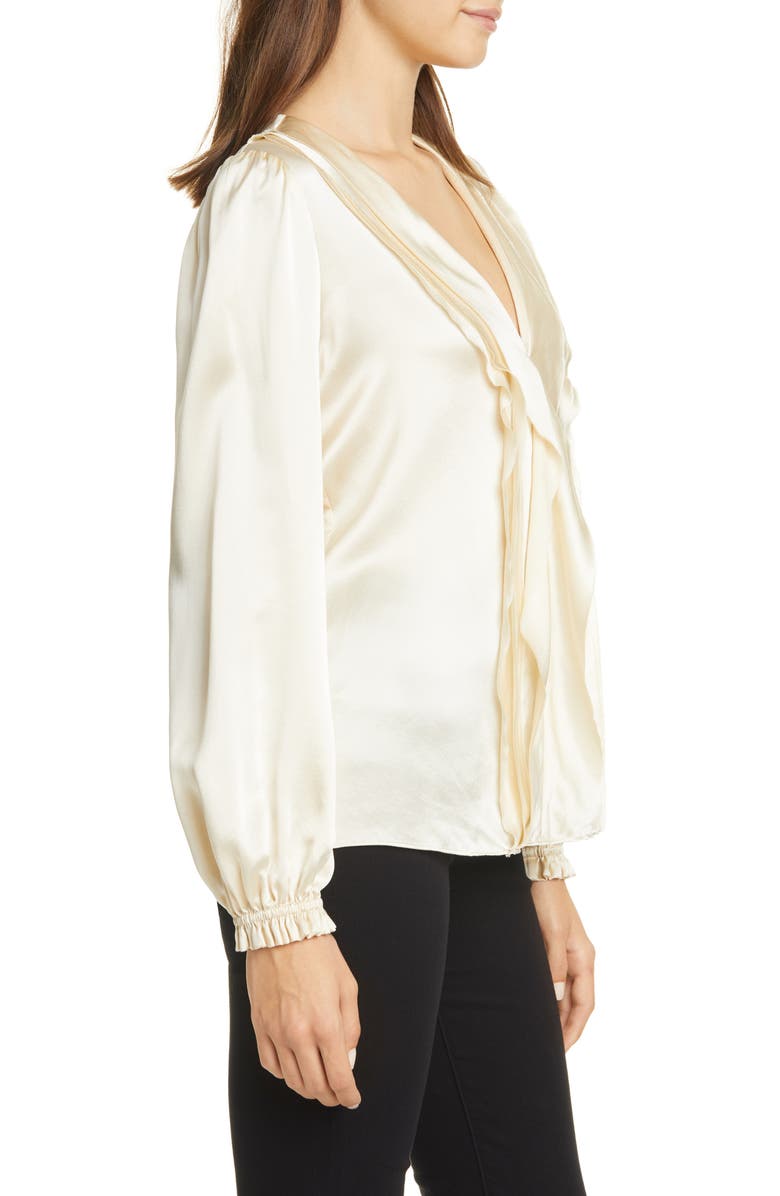 FRAME Ruffle Front Silk Top, Alternate, color,