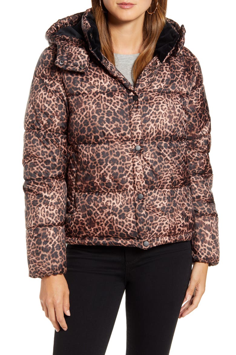 Leopard Print Puffer Jacket, Alternate, color, LEOPARD