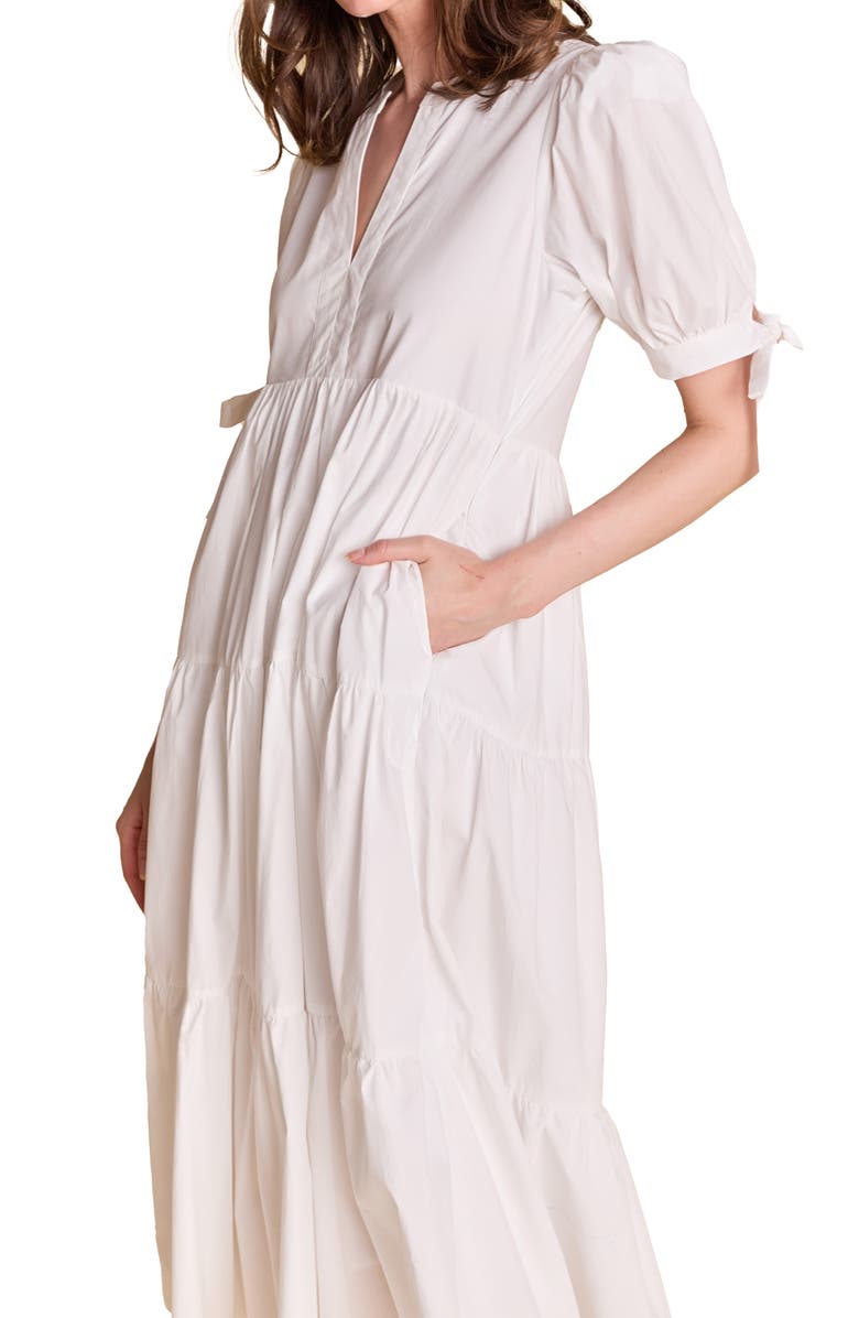English Factory Tiered Midi Dress, Alternate, color, White