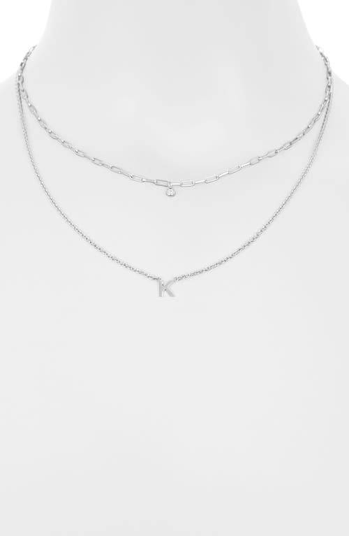Meshmerise Diamond Initial Charm Necklace In Metallic