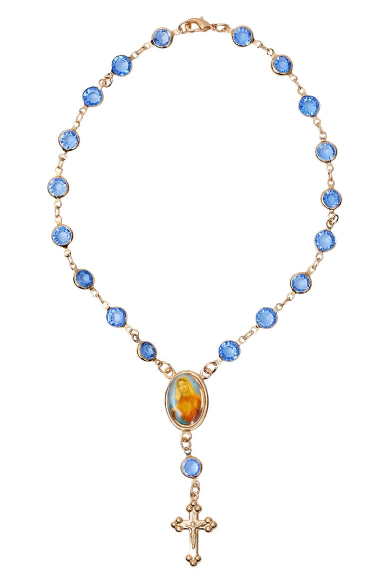 The Blue Stone Rosary Anklet, Main, color, GOLD/BLUE