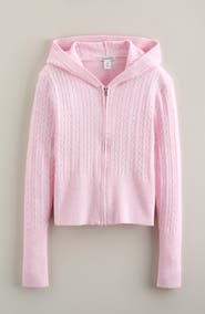 Nordstrom Cable Knit Zip Front Hoodie