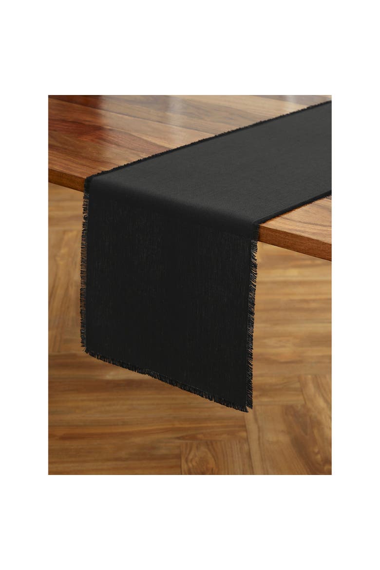 Linen Table Runner - Fringe, Main, color, Black
