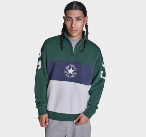 Retro Stripe Relaxed Quarter-Zip Sweatshirt