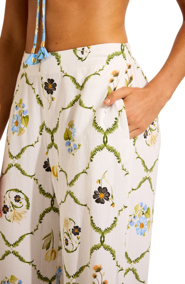 Seafolly Linen Blend Wide Leg Cover-up Pants, Alternate, color, White