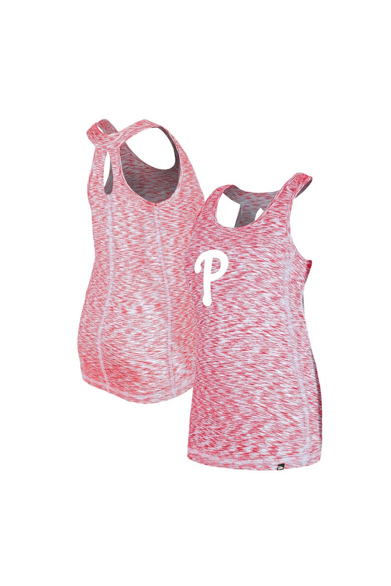 Women's New Era Red Philadelphia Phillies Space Dye Keyhole Back Tank Top, Main, color, Red