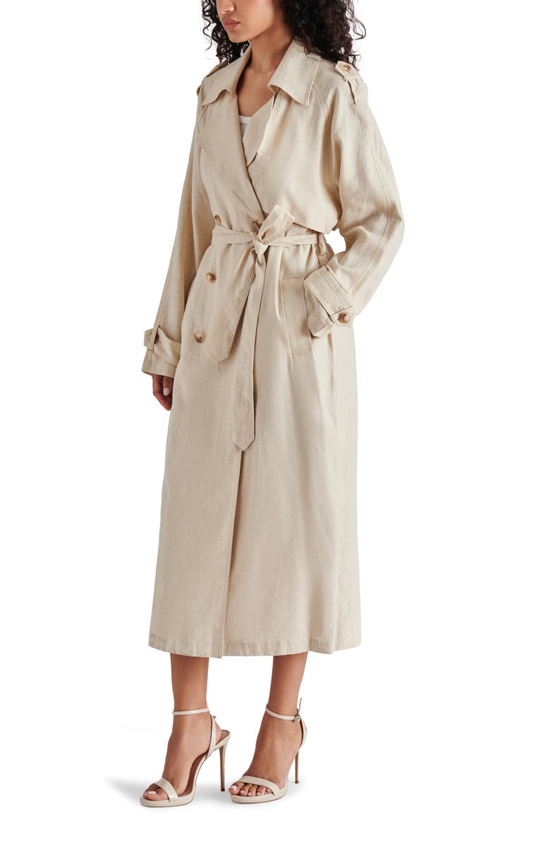 Steve Madden Lennox Linen Blend Trench Coat, Alternate, color,