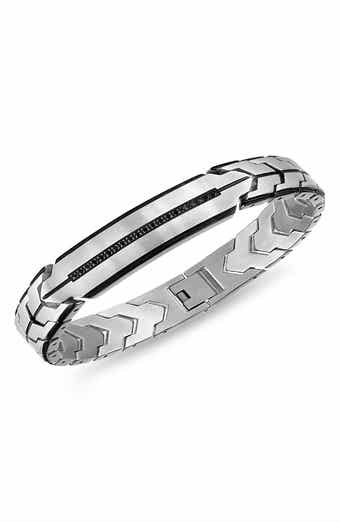Esquire Men's Black Diamond Chevron Link Bracelet