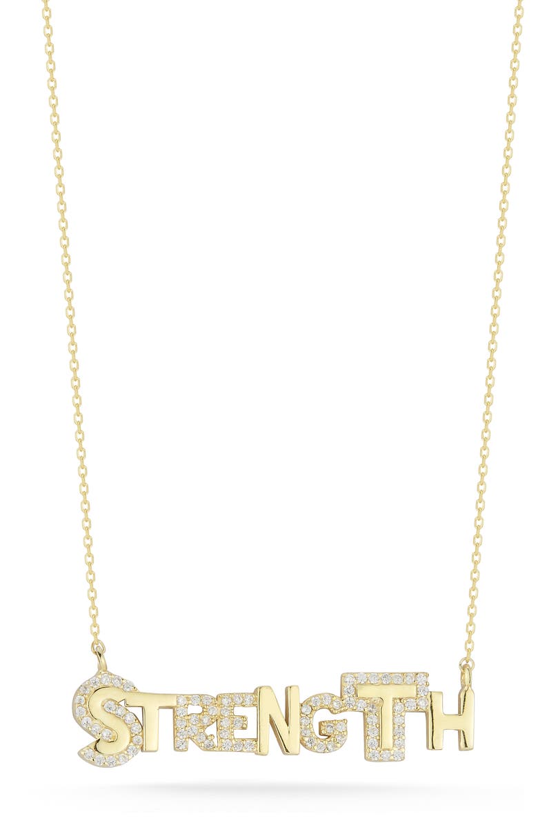 GLAZE JEWELRY CZ 'Strength' Pendant Necklace, Main, color, Gold